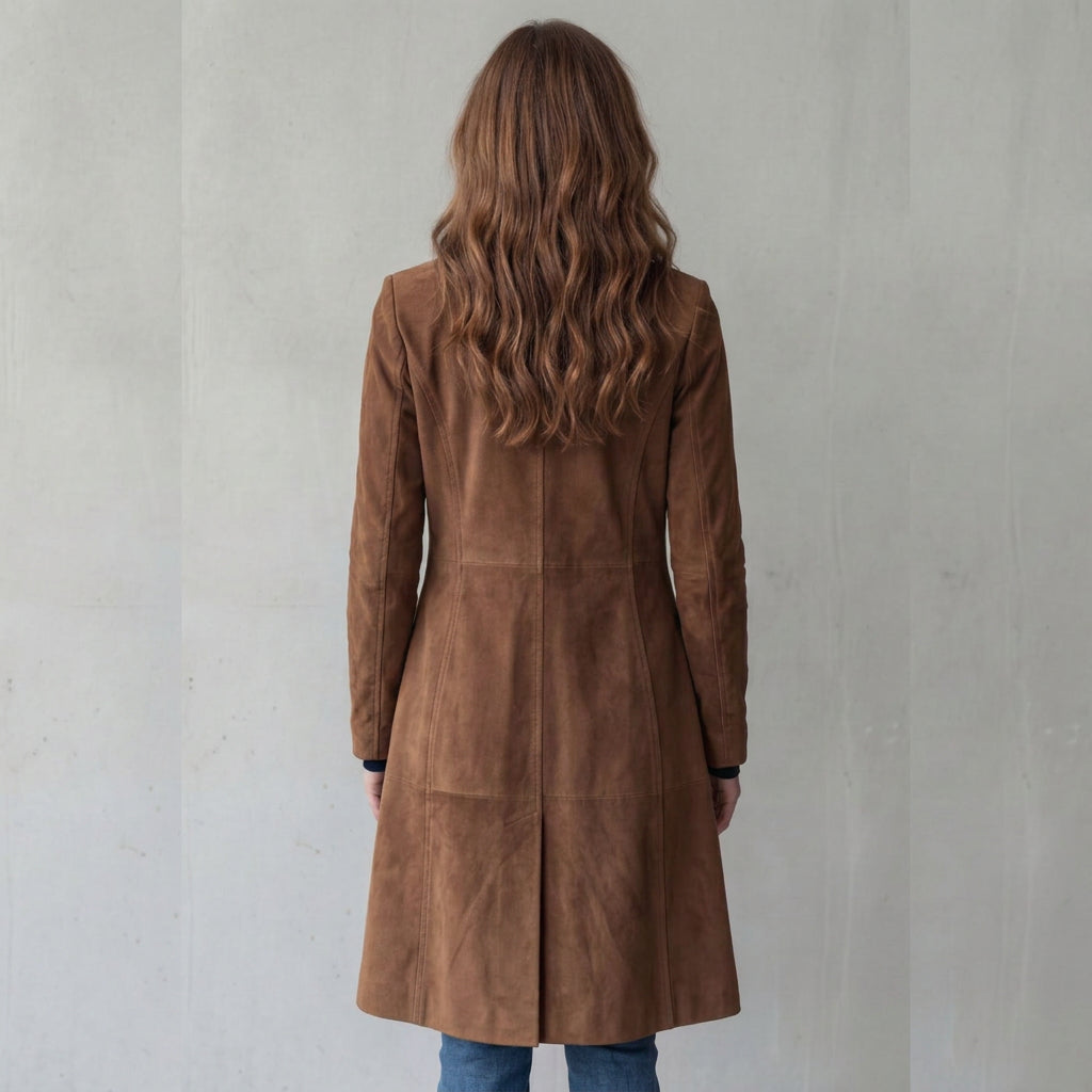 Camille| Manteau long finition daim vintage