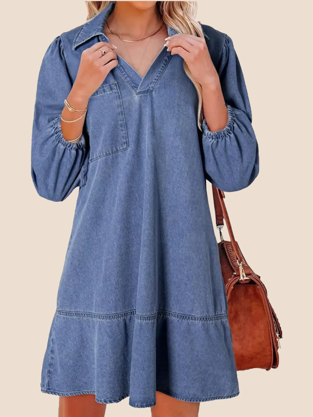 Mila Robe denim col V