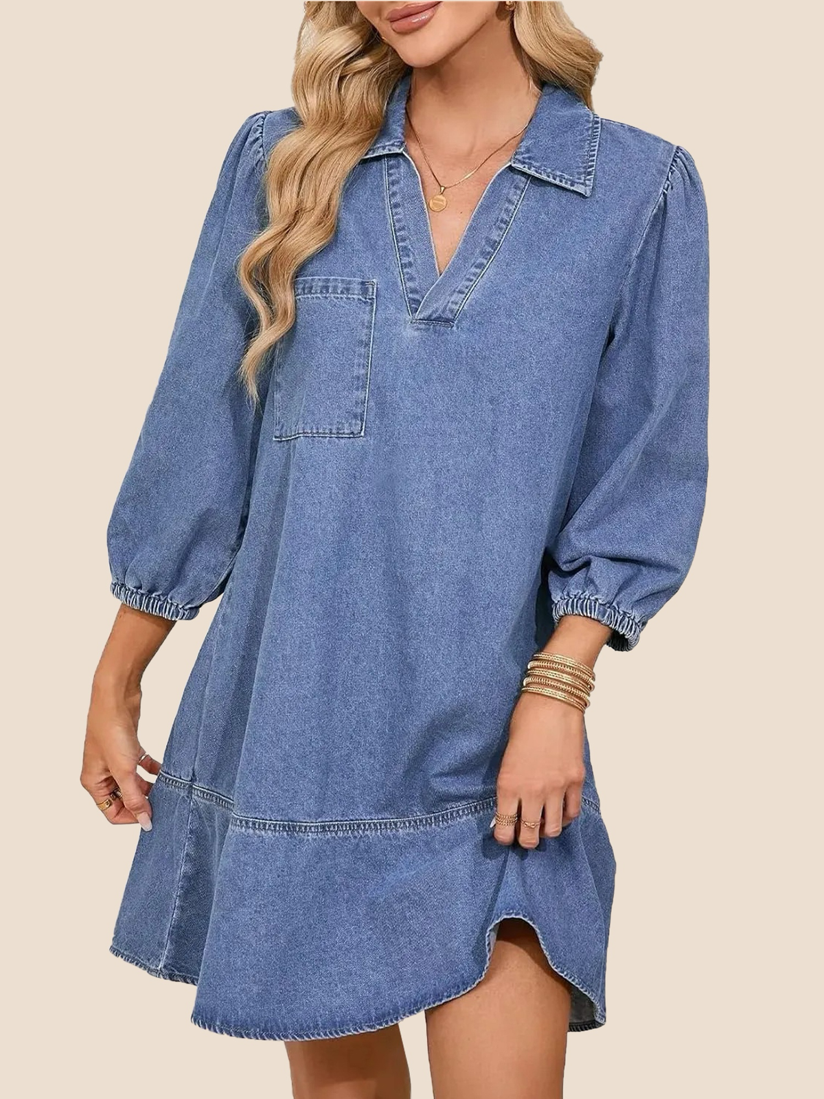 Mila Robe denim col V