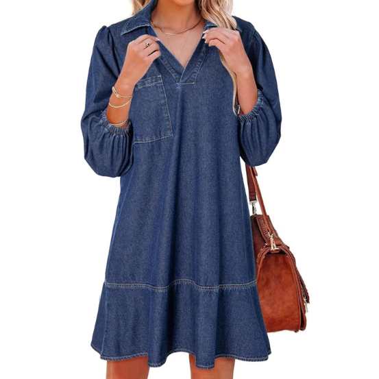 Mila Robe denim col V