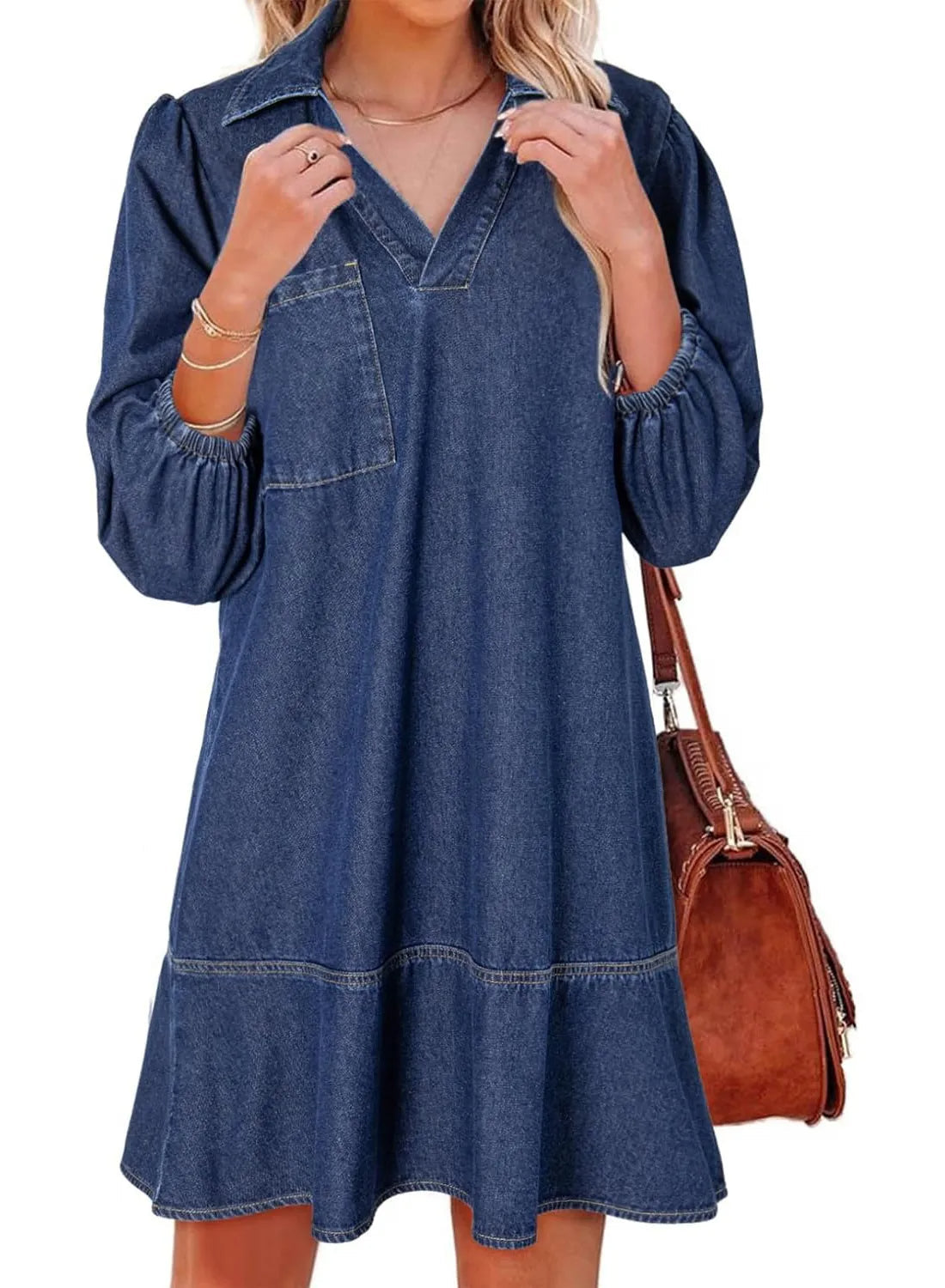 Mila Robe denim col V