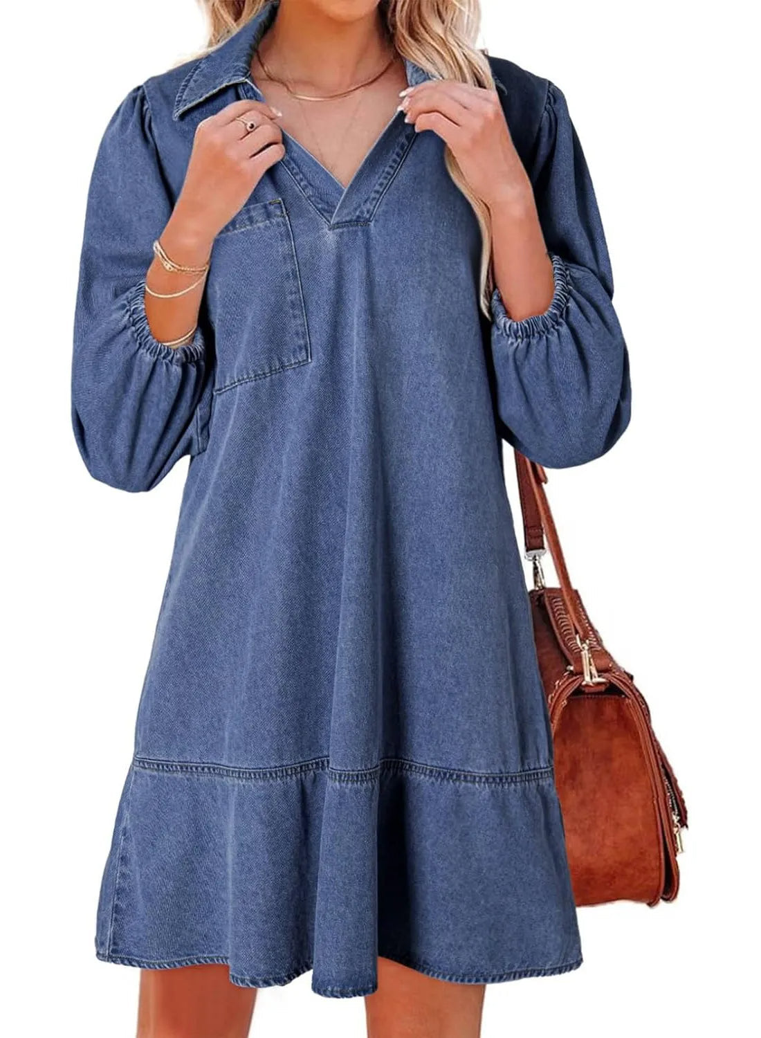 Mila Robe denim col V