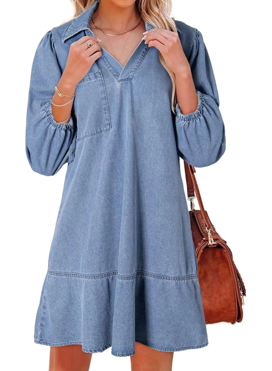 Mila Robe denim col V