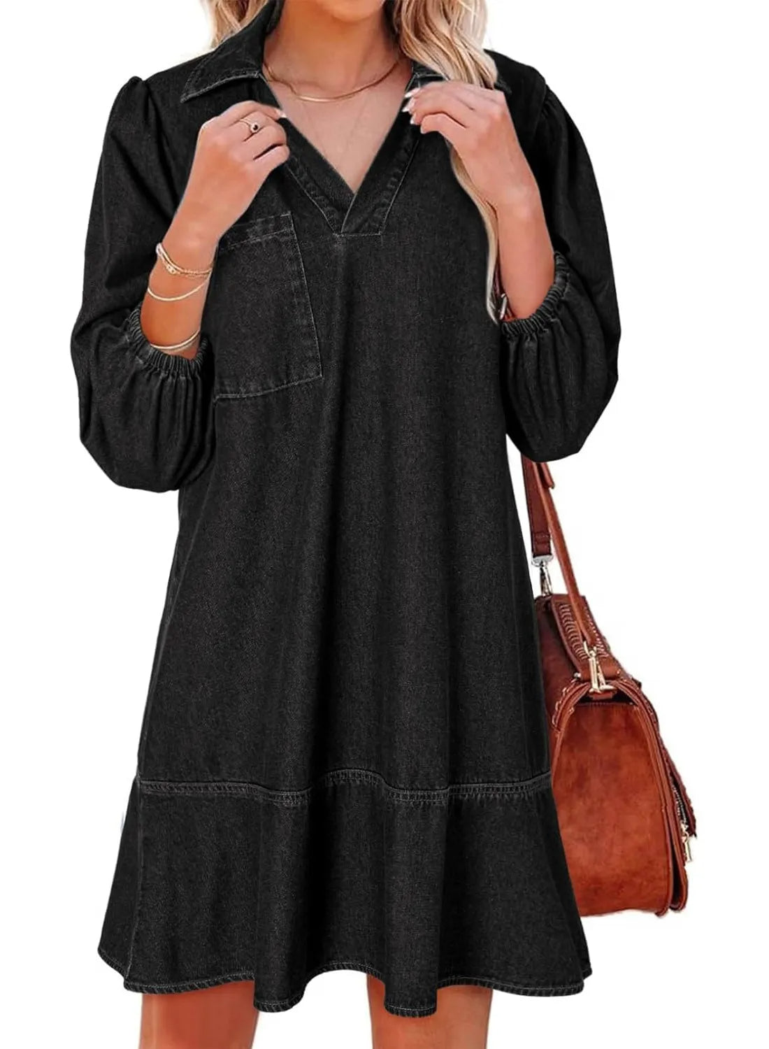 Mila Robe denim col V